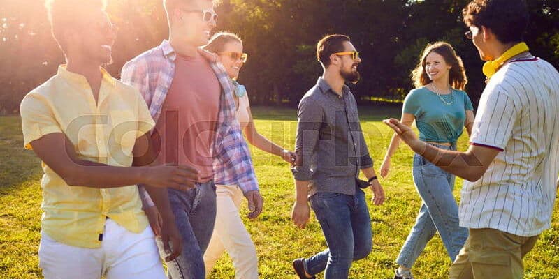 Friends enjoying a sunny day together in a park
